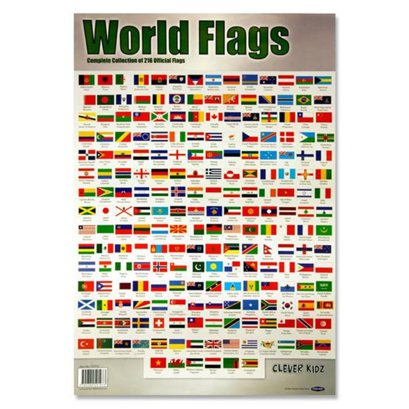Clever Kidz Wall Chart - World Flags & Capitals