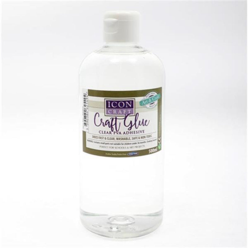 Icon Clear Craft Glue - Dries Fast & Clear, Washable - 500ml Bottle