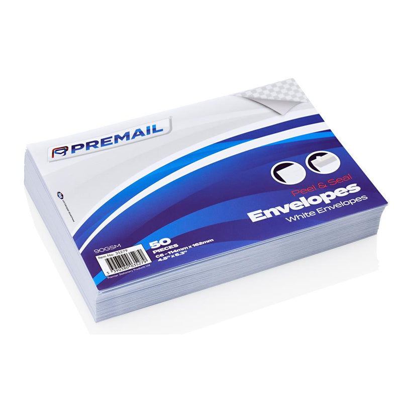 Premail C6 Peel & Seal Envelopes - White - Pack of 50