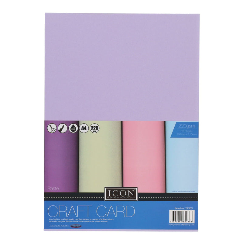 Icon A4 Craft Card - 220gsm - Pastel - Pack of 10