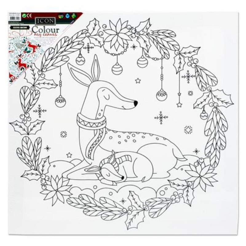 Icon Colour My Canvas - Festive Edition - 300mm x 300mm - Deer Wreath