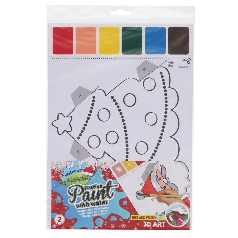 World of Colour Water Art - Paint with Water - Palette on Page - 2 Sheets - Festive