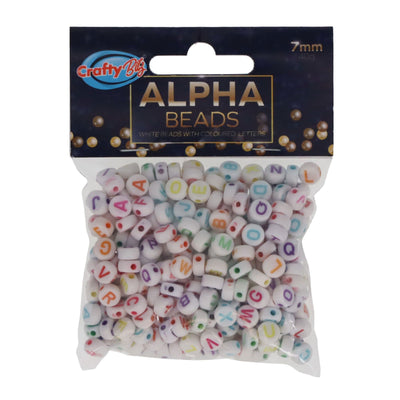 Crafty Bitz Alpha Beads - White - 7mm