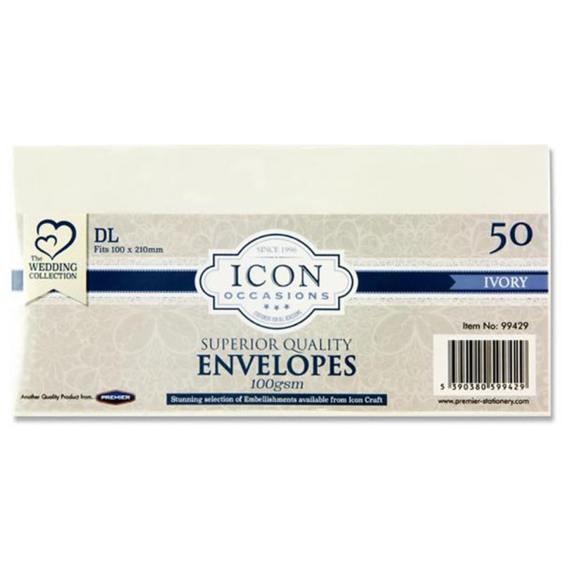 Icon Occasions DL Envelopes - 100gsm - Ivory - Pack of 50