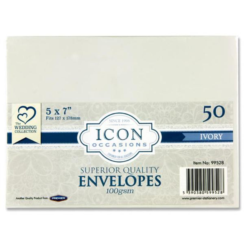 Icon Occasions 5x7 Envelopes - 100gsm - Ivory - Pack of 50
