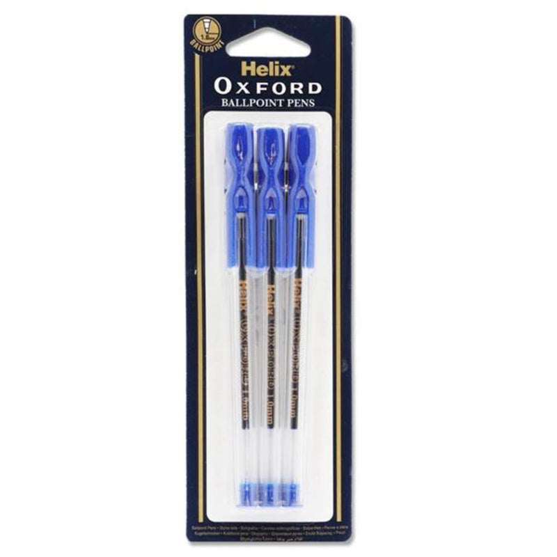 Helix Oxford Ballpoint Pen - Blue Ink - Pack of 6
