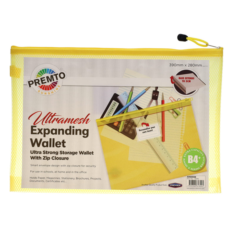 Premto B4+ Ultramesh Expanding Wallet with Zip - Sunshine Yellow