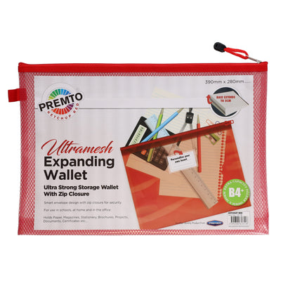 premto-b4-ultramesh-expanding-wallet-with-zip-ketchup-red|Stationery Superstore UK