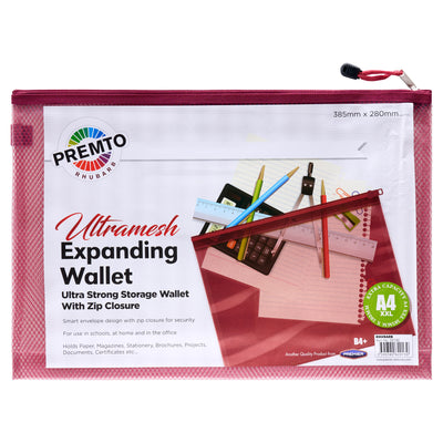 Premto B4+ Ultramesh Expanding Wallet with Zip - Rhubarb