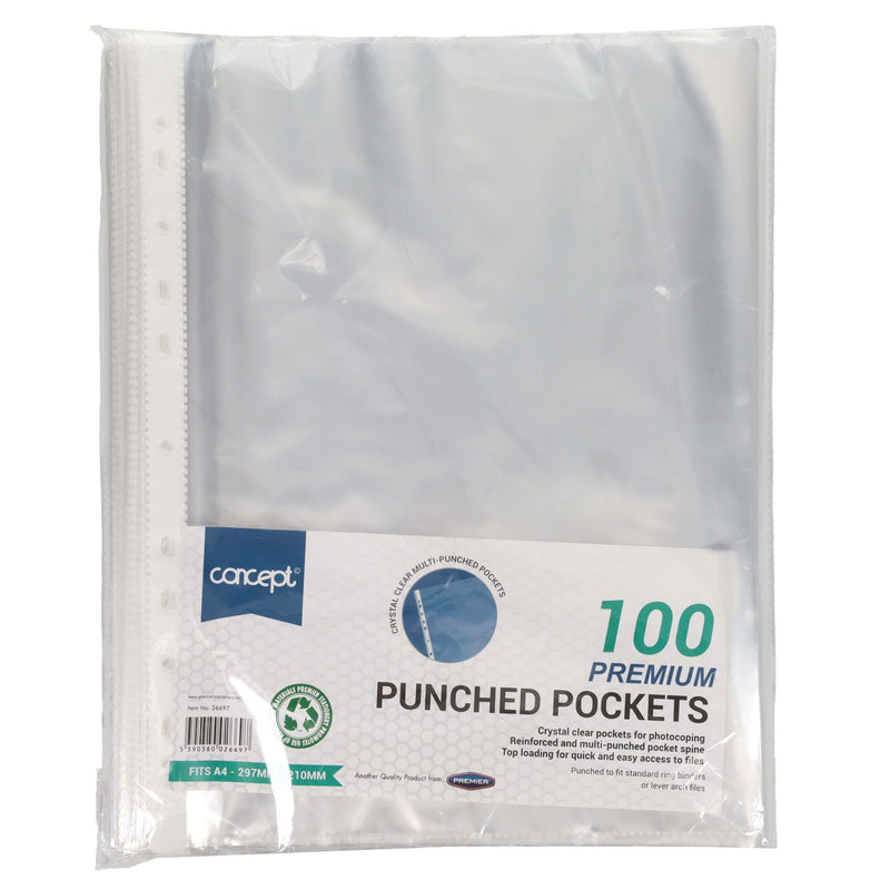 Premier Office A4 Protective Punched Pockets - Pack of 100