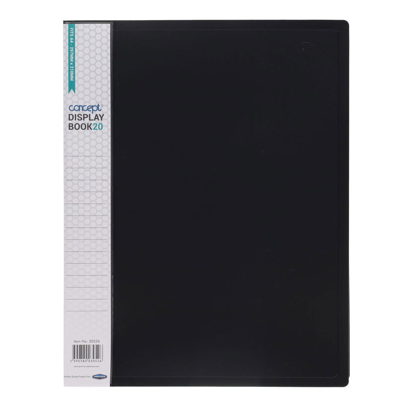 Concept A4 20 Pocket Display Book - Black