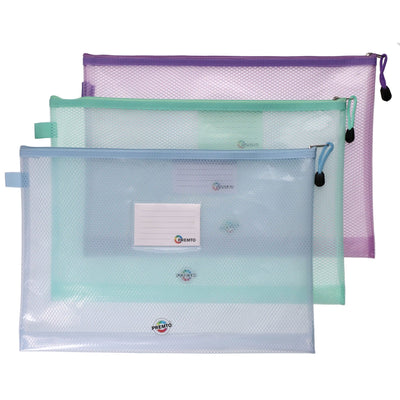 Premto Multipack | B4+ Ultramesh Expanding Wallet with Zip - Pastel - Pack of 3
