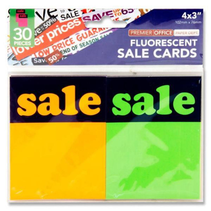 Premier Office 4x3 Sale Cards - Fluorescent - Pack of 30