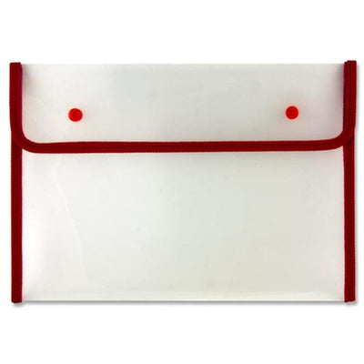 Concept A4 Heavy Duty Button Document Wallet - Red