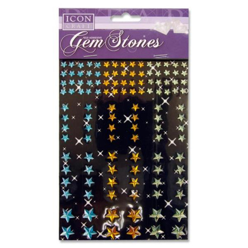 Icon Self Adhesive Gem Stones - Stars - Various Colours and Sizes - Pack of 120