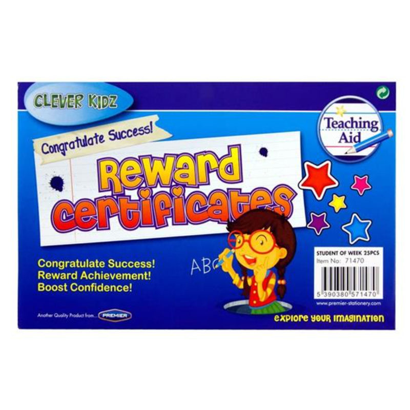 Clever Kidz Reward Certificates - Student of The Week - Pack of 25
