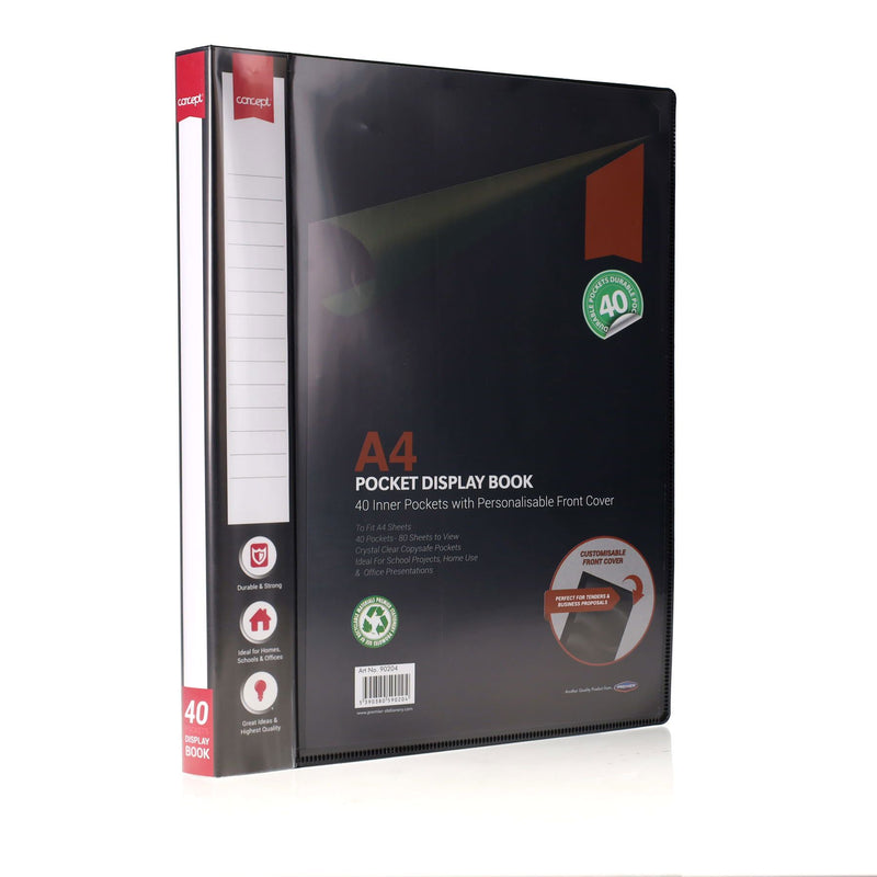 Concept A4 Display Book - Black - 40 Pocket