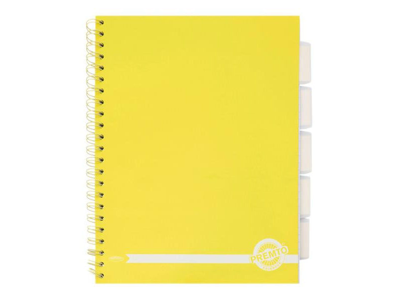 Premto Pastel A4 Wiro Project Book - 5 Subjects - 200 Pages - Primrose Yellow