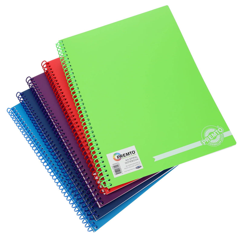 Premto A4 Spiral Notebook PP - 160 Pages - Caterpillar Green