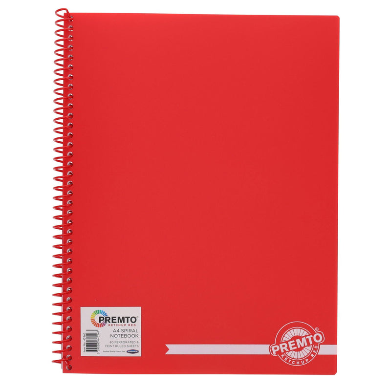 Premto A4 Spiral Notebook PP - 160 Pages - Ketchup Red