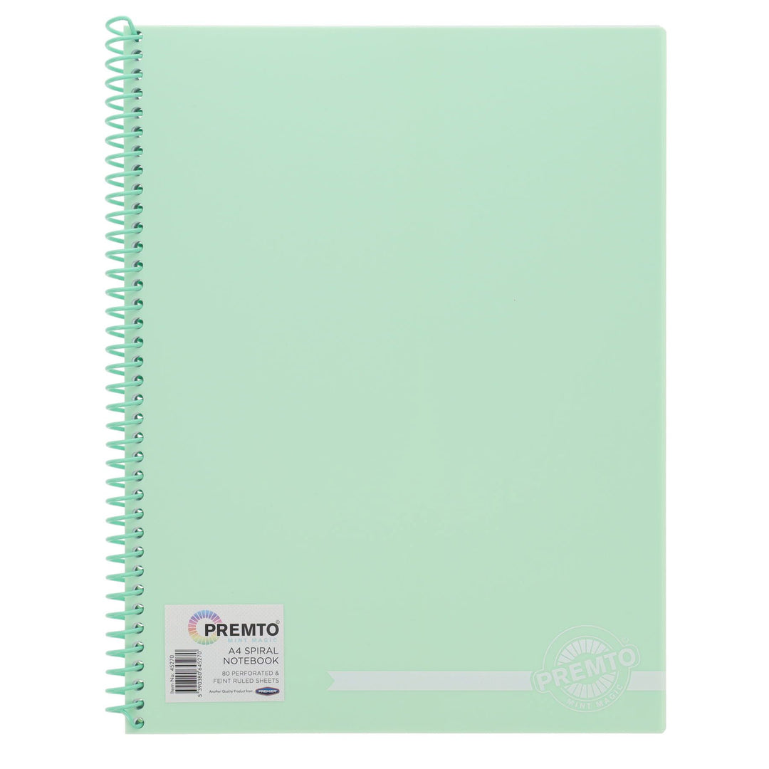 Premto Pastel A4 Spiral Notebook PP 160 Pages Mint Magic