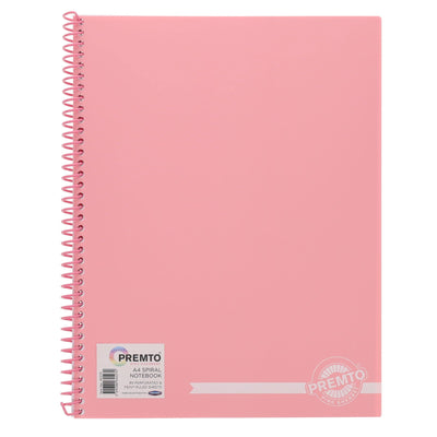 Premto Pastel A4 Spiral Notebook PP - 160 Pages - Pink Sherbet