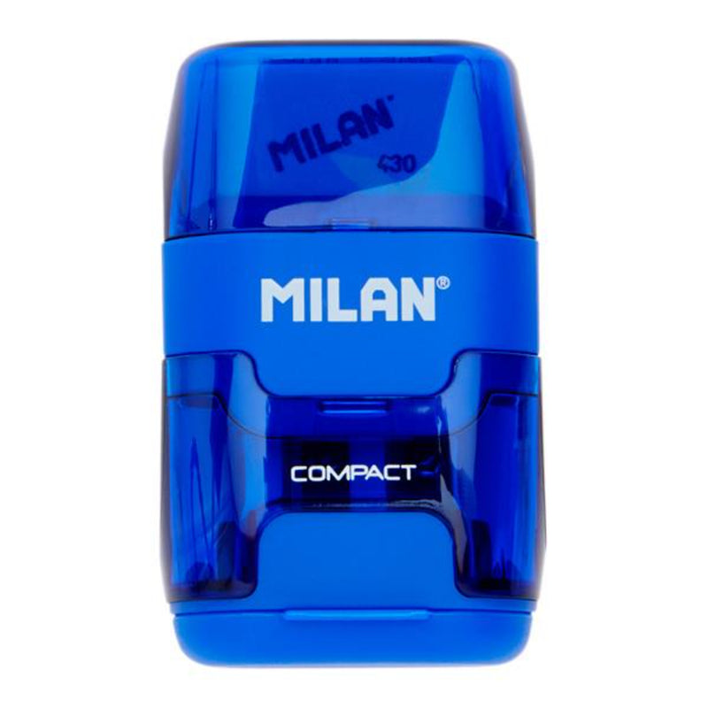 Milan Compact Twin Hole Sharpener & Eraser - Blue