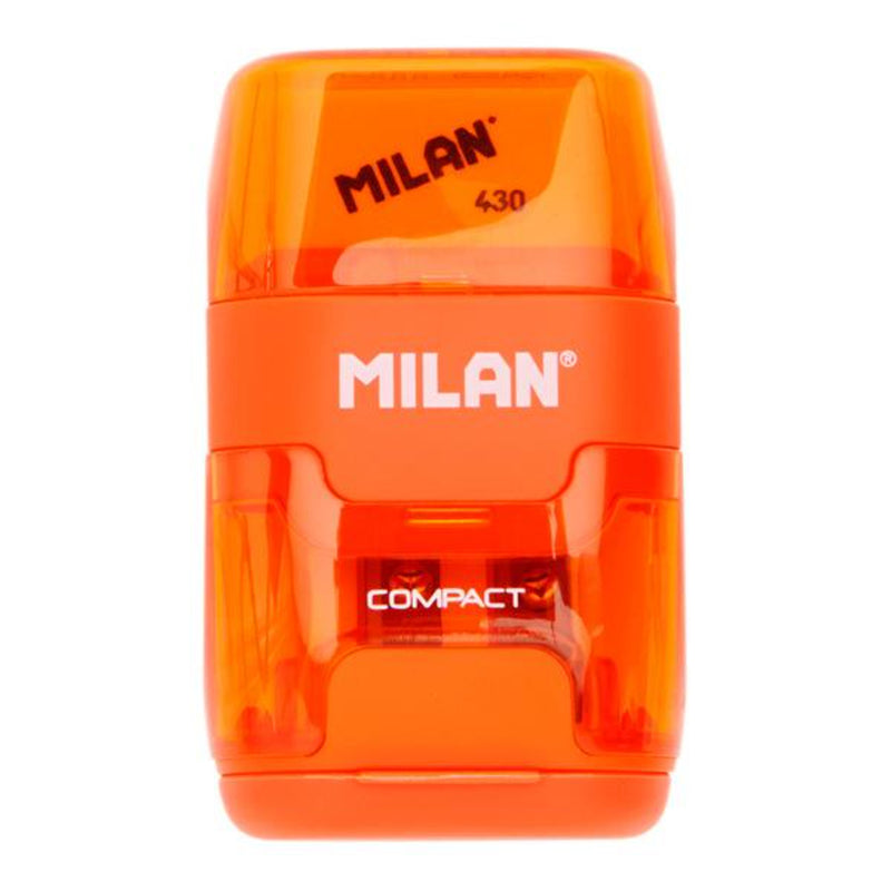 Milan Compact Twin Hole Sharpener & Eraser - Orange