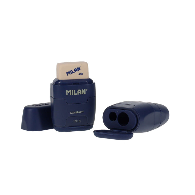 Milan Compact Twin Hole Sharpener & Eraser Matte Finish - Navy