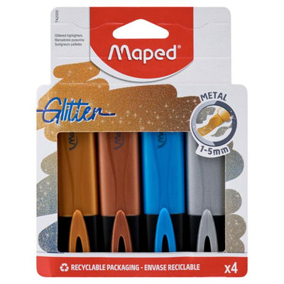 Maped Glitter Highlighters Metallic - Pack of 4