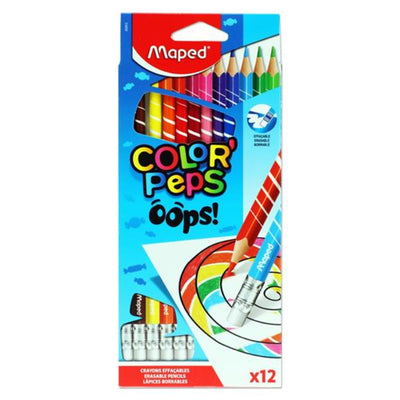 maped-colorpeps-erasable-colouring-pencils-oops-box-of-12|Stationery Superstore UK