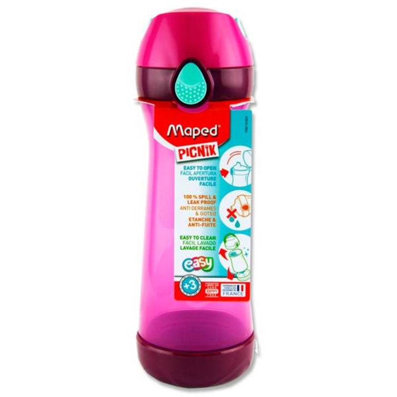 Maped Picnik 580ml Spill & Leak Proof Water Bottle with Handle - Pink
