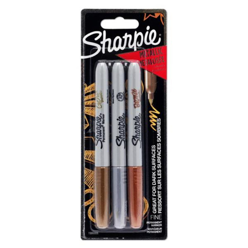 Sharpie Fine Tip Permanent Markers - Gold, Silver, Bronze - Pack of 3
