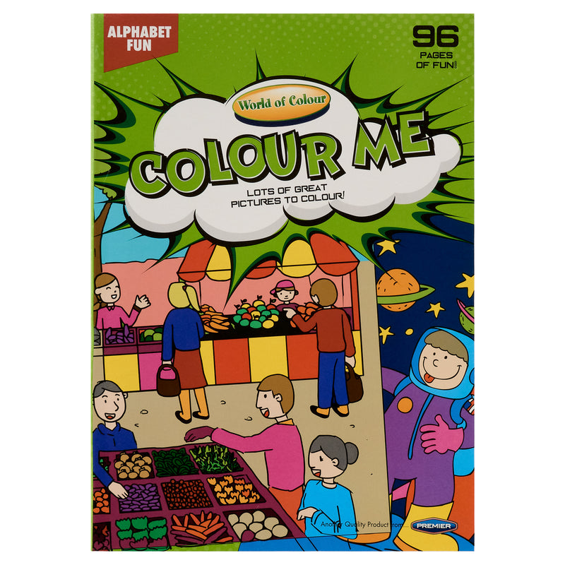 World of Colour A4 Perforated Colour Me Colouring Book - 96 Pages - Alphabet Fun 1
