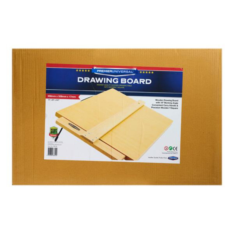 Premier Universal 14x20 Wooden Drawing Board with Wooden T-Square & Carry Handle