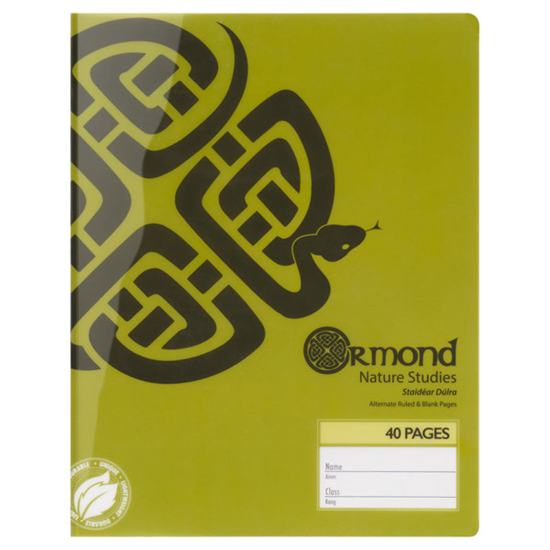 ormond-durable-cover-nature-studies-alternate-blank-and-ruled-pages-40-pages-green|Stationery Superstore UK