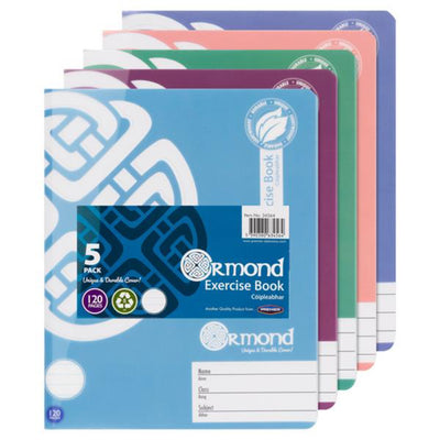 Ormond Multipack | Durable Cover Exercise Book - 120 Pages - Pack of 5