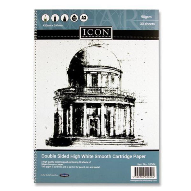 Icon A3 Spiral Sketch Pad - 90gsm - 30 Sheets