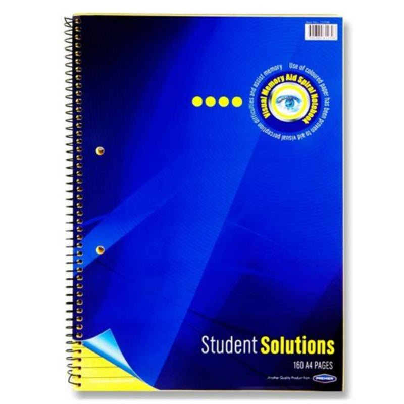 Student Solutions A4 Visual Memory Aid Spiral Notebook - 160 Pages - Yellow