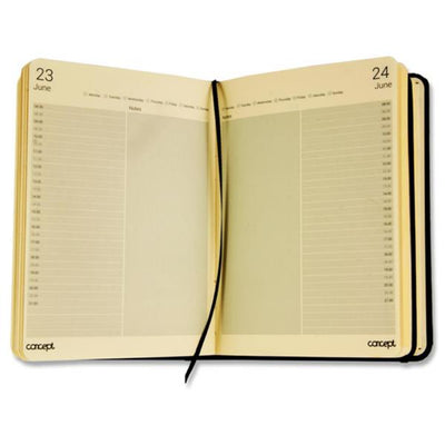 Concept A5 Undated Diary with Times & Notes - Page A Day - Black