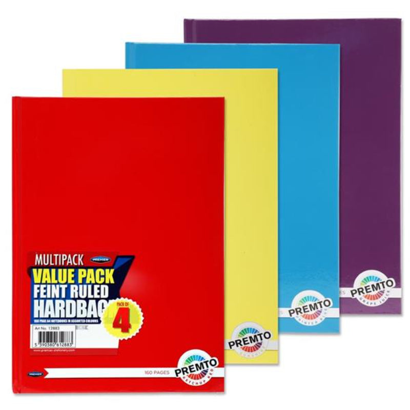 Premto Multipack | A4 Hardcover Notebook - 160 Pages - Pack of 4