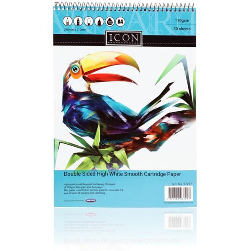 Icon A4 Spiral Sketch Pad - 110gsm - 30 Sheets