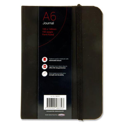 concept-a6-journal-ruled-with-elastic-closure-192-pages-black|Stationery Superstore UK