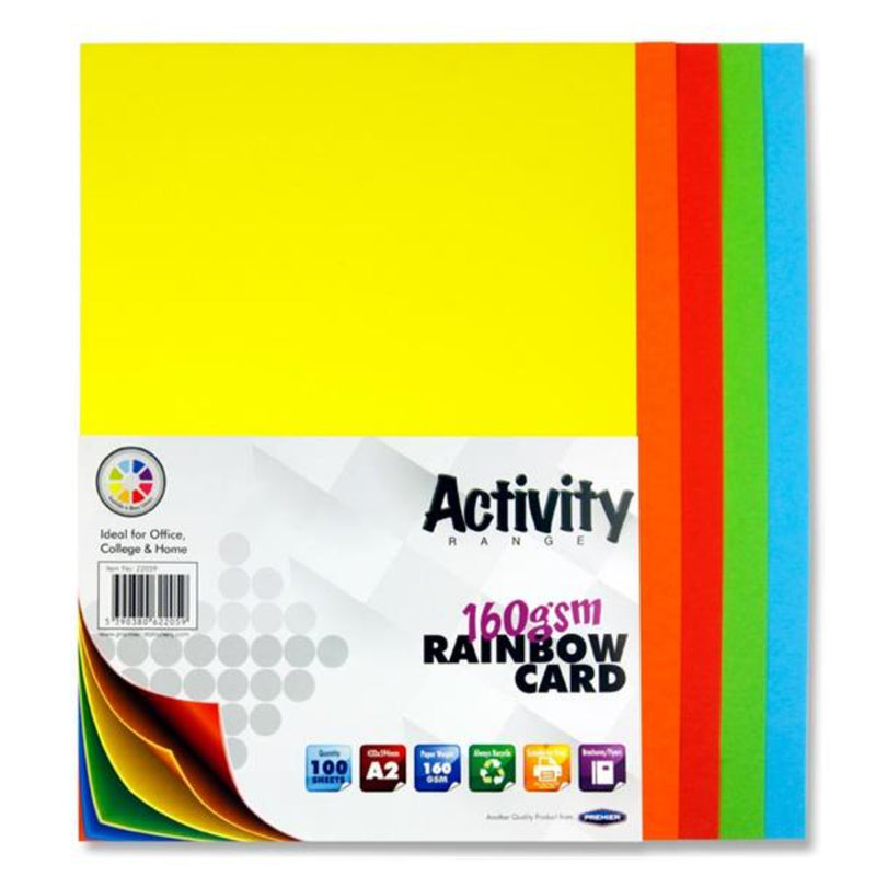 Premier Activity A2 Card - 160gsm - Rainbow - 100 Sheets