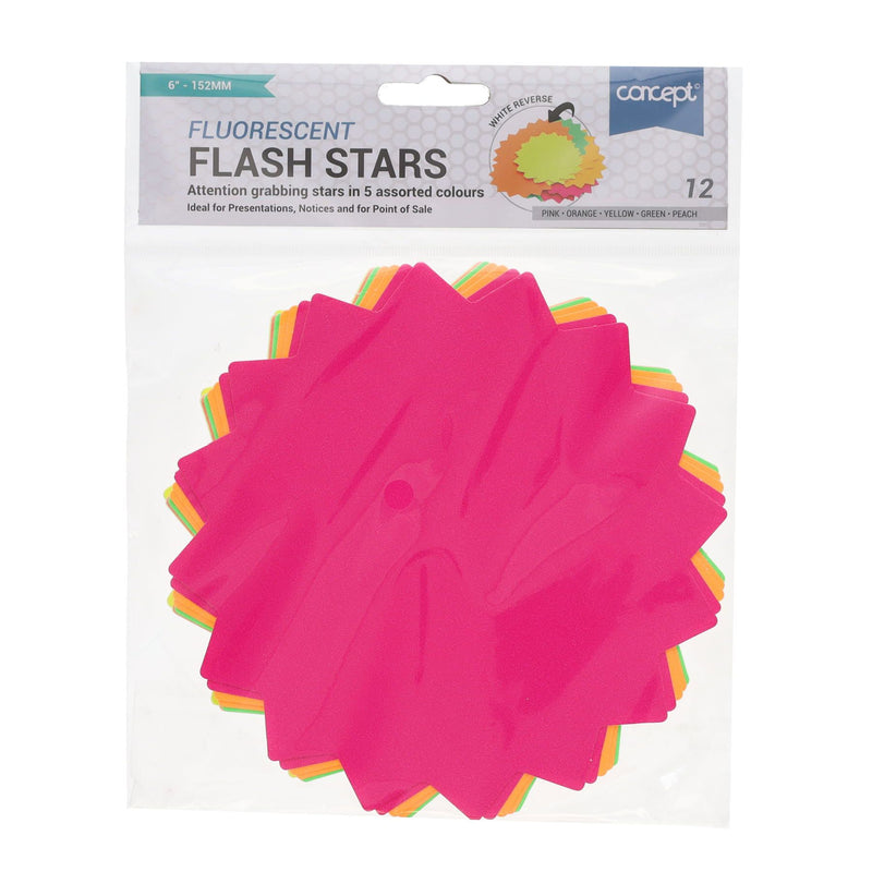 Premier Office 6 Inch Flash Stars - Pack of 12