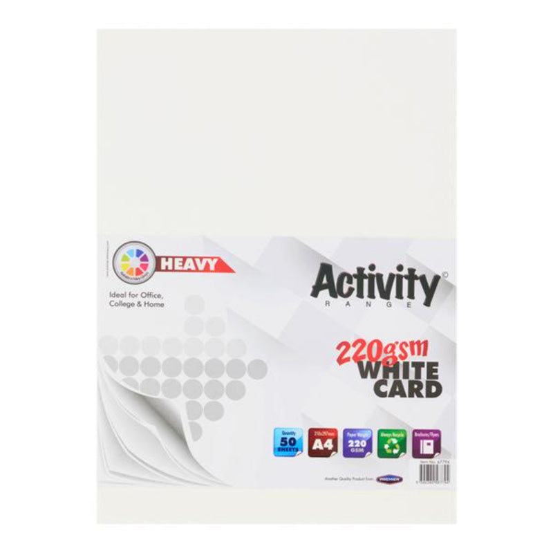 Premier A4 Heavy Card - 220gsm - White - 50 Sheets
