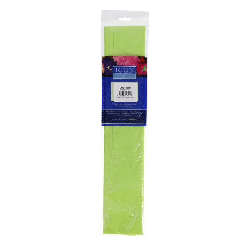 Icon Crepe Paper - 17gsm - 50cm x 250cm - Lime Green