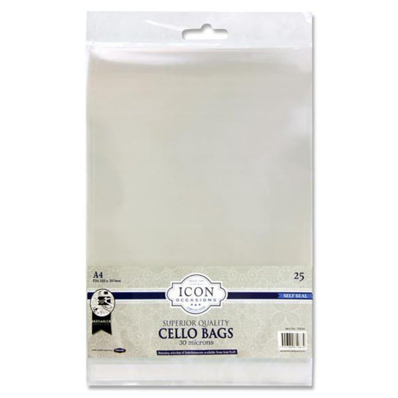 Icon Occasions A4 Self Seal Cello Bags - Pack of 25