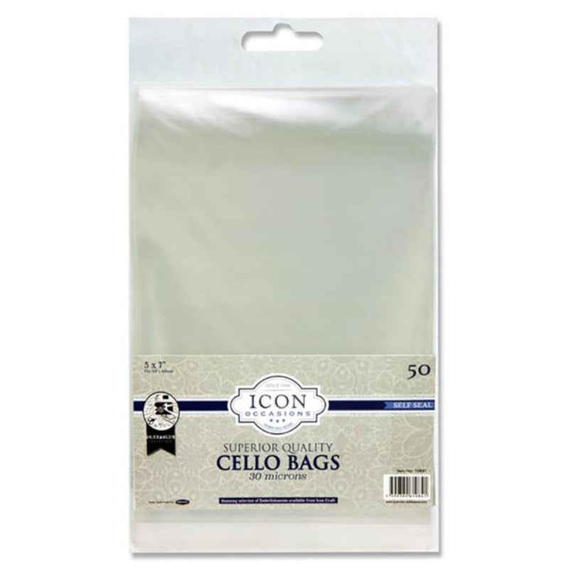 Icon Occasions 5x7 Self Seal Cello Bags - Pack of 50