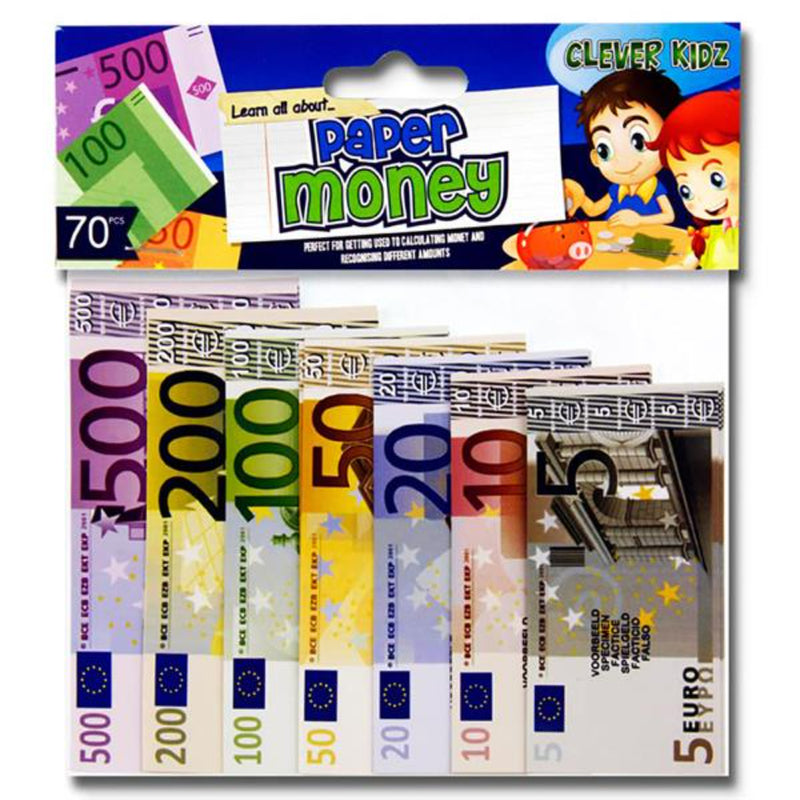 Clever Kidz Paper Euro Money Set - Pack of 70